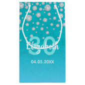 30. Geburtstag aquamarin-blaugrüne Glitzer-Diamant Kleine Geschenktüte (Rückseite)