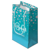 30. Geburtstag aquamarin-blaugrüne Glitzer-Diamant Kleine Geschenktüte (Vorderseite Schrägansicht)