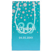 30. Geburtstag aquamarin-blaugrüne Glitzer-Diamant Kleine Geschenktüte (Vorderseite)