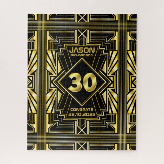 30. Geburtstag Art Deco Gold Black Great Gatsby Puzzle (Vertikal)