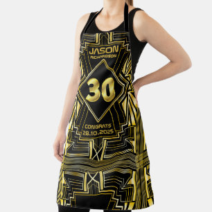 30. Geburtstag Art Deco Gold Schwarz Great Gatsby Schürze