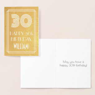 30. Geburtstag - Art Deco Inspiriert Aussehen "30" Folienkarte