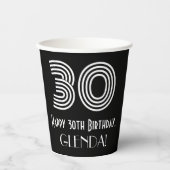 30. Geburtstag — Art Deco Inspiriert Aussehen "30" Pappbecher (Vorderseite)