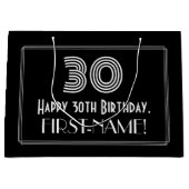 30. Geburtstag — Art Deco Inspiriert Look "30" & N Große Geschenktüte (Vorderseite)
