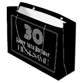 30. Geburtstag — Art Deco Inspiriert Look "30" & N Große Geschenktüte (Rückseite Schrägansicht)