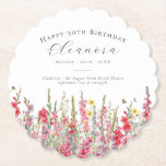 30. Geburtstag August Birth Blume Custom Untersetzer<br><div class="desc">Die perfekte Tischdekoration für eine Geburtstagsfeier am August. Rosa Gladiolus ist die Blume der Geburt für diesen Monat. Es bildet einen hübschen Wasserfarbenuntergrund an diesem blumengeschmückten personalisierten Untersetzer. Der Geburtstagsgast der Ehre,  des Alters und des Geburtstags wird mit eleganter Kalligraphie und Typografie darüber platziert. Alle Texte können bearbeitet werden.</div>