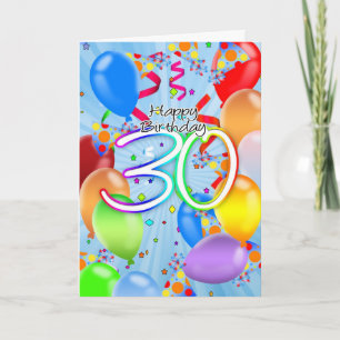 30. Geburtstag - Ballon-Geburtstags-Karte - Karte