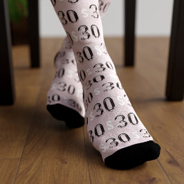 30. Geburtstag Balloon Muster Monogram Pink Socks Socken