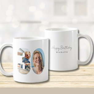 30. Geburtstag Benutzerdefinierte Zwei-Foto-  Kaffeetasse