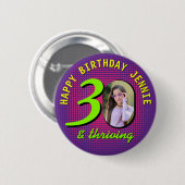 30. Geburtstag Benutzerdefiniertes Foto Retro Pers Button (Vorne & Hinten)