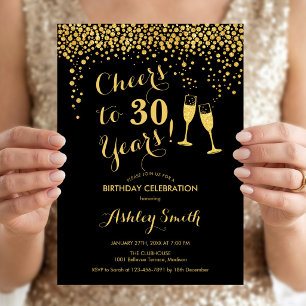 30. Geburtstag - Bis 30 Jahre Gold Black Einladung