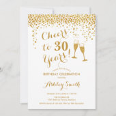 30. Geburtstag - Bis 30 Jahre Gold Weiß Einladung (Vorderseite)