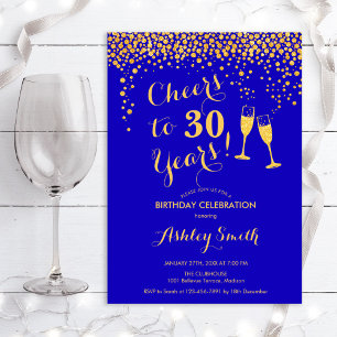 30. Geburtstag - Bis zu 30 Jahre Gold Royal Blue Einladung