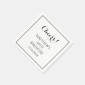 30. Geburtstag Black Elegant Script Moderne Cheers Serviette (Ecke)