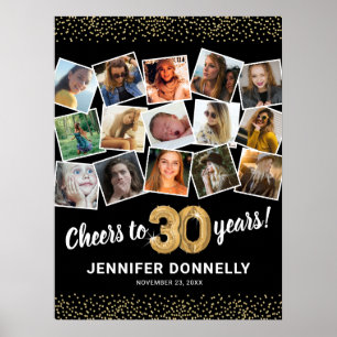 30. Geburtstag Black Gold Foto Party Poster