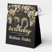 30. Geburtstag Black Gold Glitzer Personalisiert Geschenkschachtel (Rückseite)