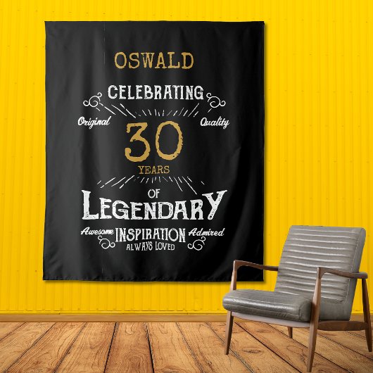 30. Geburtstag Black Gold Legendary Foto Hintergru Wandteppich