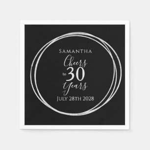 30. Geburtstag Black Silver Cheers 30 Jahre Party Serviette