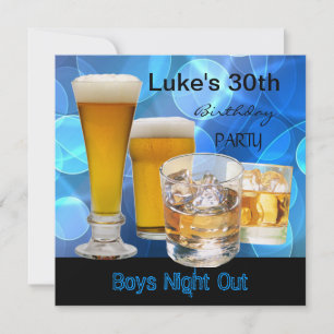 30. Geburtstag Blau Trinken Bier Jungs Nacht Einladung