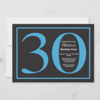 30. Geburtstag Blau und schwarzes Tafel-Design