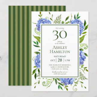 30. Geburtstag Blue Hydrangeas Einladung