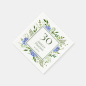30. Geburtstag Blue Hydrangeas Serviette (Ecke)