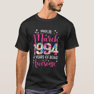 30. Geburtstag Blumengeschenk für im März Geborene T-Shirt