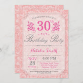 30. Geburtstag Blumenladen Rosa für Frauen Einladung (Vorne/Hinten)