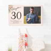 30. Geburtstag Blumenrosa Foto Banner (Insitu)