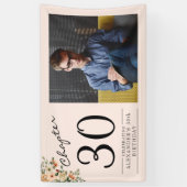 30. Geburtstag Blumenrosa Foto Banner (Vertikal)