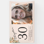 30. Geburtstag Blumenrosa Foto Banner (Vertikal)