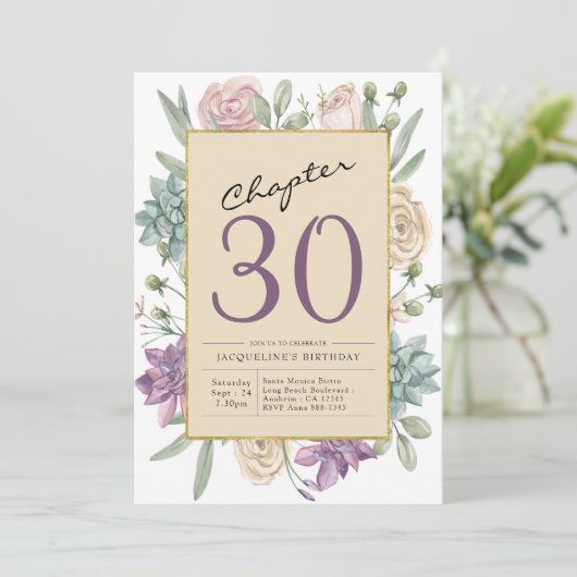 30. Geburtstag Blumenüberraschung Party Einladung (Stehend Vorderseite)