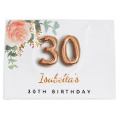 30. Geburtstag blumige Rose Goldkalyptus Geburtsta Große Geschenktüte (Vorderseite)