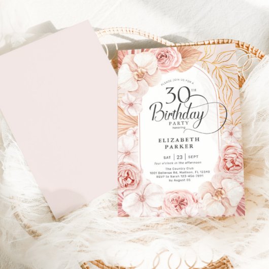 30. Geburtstag Blush Bloral Einladung
