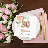30. Geburtstag Blütenblütengold Eukalyptus Monogra Serviette
