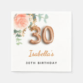 30. Geburtstag Blütenblütengold Eukalyptus Monogra Serviette (Vorderseite)