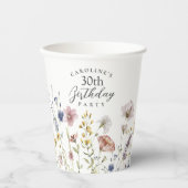30. Geburtstag Boho Wildblumen Aquarellblume Pappbecher (Vorderseite)