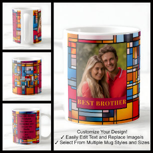 30. Geburtstag Bruder Buntglas Foto Tasse 008