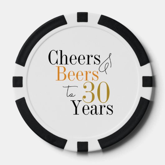 30. Geburtstag Cheers and Biere Minimales Party Pokerchips (Vorderseite)