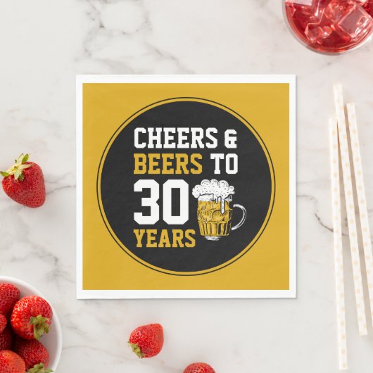 30. Geburtstag Cheers & Biere bis 30 Jahre Serviette (Beispiel)