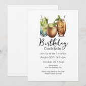 30. Geburtstag Cocktails Lässige Einladung (Vorne/Hinten)