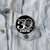 30. Geburtstag Crew schwarzes individuelles Foto N Button (Beispiel)