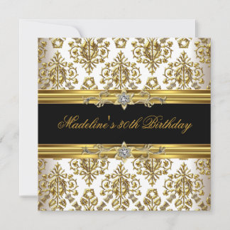 30. Geburtstag Damask Gold Schwarzes Cremeschmuck Einladung