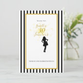 30. Geburtstag Danke Karte Schwarz & Gold (Stehend Vorderseite)