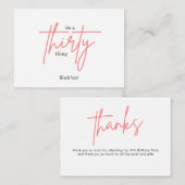 30. Geburtstag danke Mitteilungskarte (Vorne/Hinten)