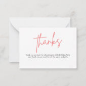 30. Geburtstag danke Mitteilungskarte (Rückseite)