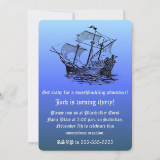 30. Geburtstag des Kapitäns Piratenschiff - Blauer Einladung