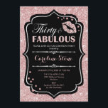 30. Geburtstag - Dreißig fabelhafte Rose Gold Blac Einladung<br><div class="desc">Einladung zum 30. Geburtstag. Elegantes Schwarz-weißes Design mit Imitate Glitzer Rose Gold. Enthält rosa Lippen Kuss,  Konfetti und Script-Schriftart. Ideal für eine elegante Geburtstagsfeier. 30 Fabelhaft! Nachricht,  wenn Sie weitere Anpassungen benötigen.</div>