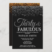 30. Geburtstag Dreißig und fabelhafter Silberner G Einladung (Vorne/Hinten)