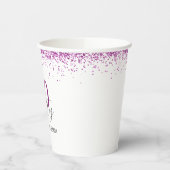 30. Geburtstag Dunkelrosa Glitzer Girly Party Pappbecher (Links)
